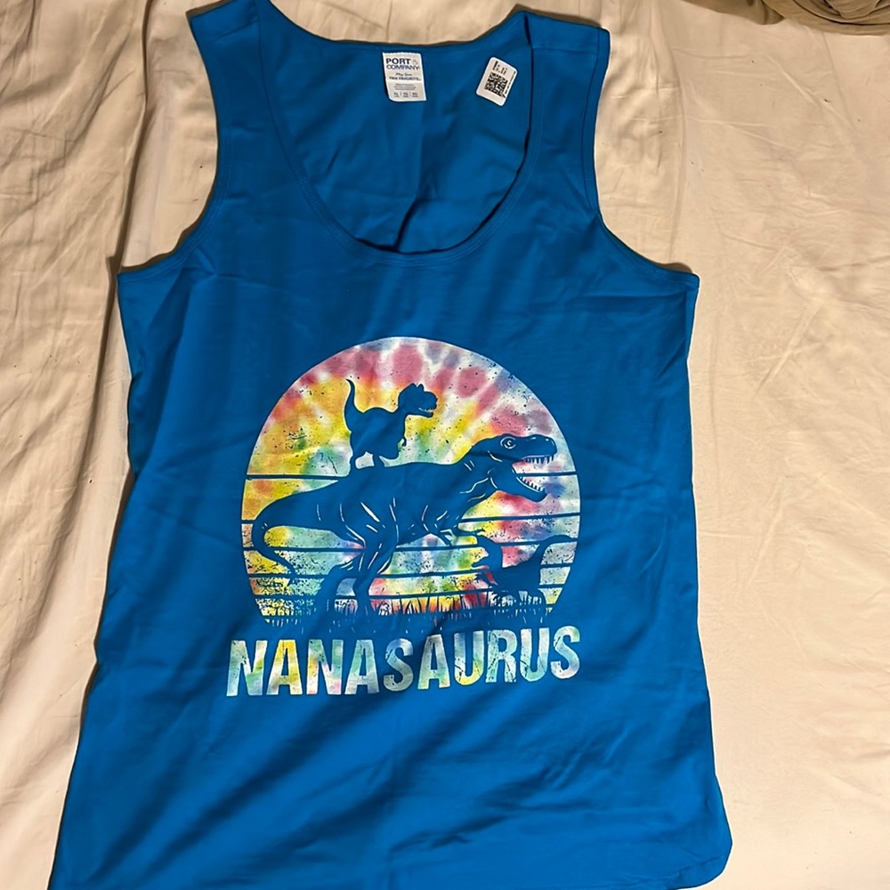 Blue and tye dye graphic tank top. SizeXL.